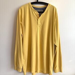 Weatherproof Vintage Men's Soft Long Sleeve Yellow Jersey Shirt Henley Size XXL